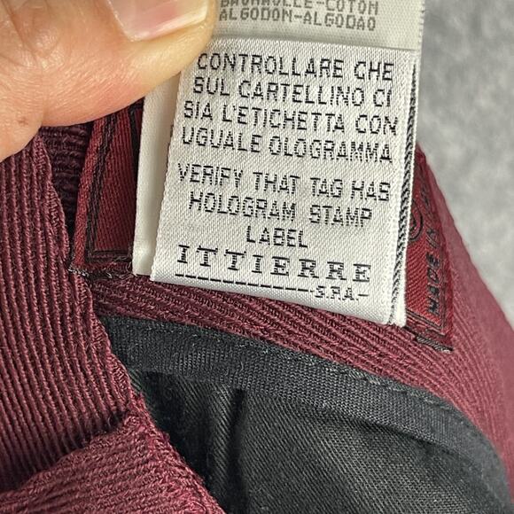 Versus Versace Wool Trouser Pants Mens US 34x29 Burgundy Cuffed Italy Made - Picture 12 of 14